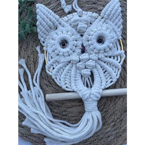 Kinder-Eule Wandbehang Ornamente Handgefertigt Gewebt Wandteppich Kunstdekoration, Boho Makramee Dekorationen für Schlafzimmer Wohnzimmer Galerie Zuhause Büro oder Garten im Freien von HAPYFURN