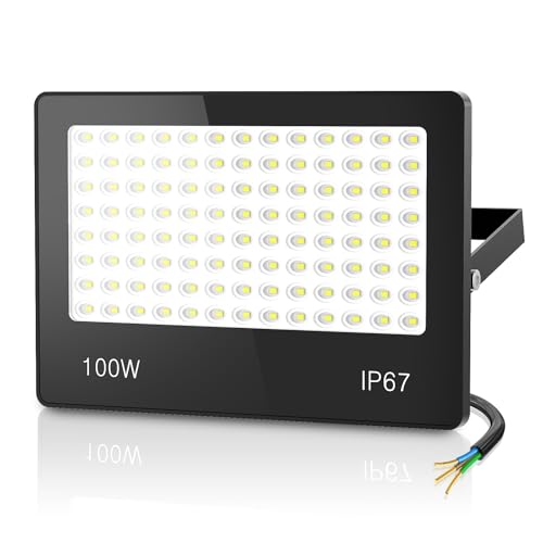 HAPYLUMI 100W 10000LM LED Strahler Außen, Superhell Außenstrahler 6500K Kaltweiß Scheinwerfer, IP67 Wasserdicht LED Fluter für Garten Werkstatt Terrasse Sportplatz Hinterhof von HAPYLUMI