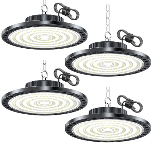 HAPYLUMI LED Hallenstrahler 100W 10000lm, 4 Stücke Hallenbeleuchtung UFO Lampe 6500K Kaltweiß, LED Werkstatt Deckenleuchte IP65 Wasserdicht AC 85-265V, für Werkstatt Garage Lager Keller HAPYLUMI LED Hallenstrahler 100W 10000lm, 4 Stücke Hallenbeleuchtung UFO Lampe 6500K Kaltweiß, LED Werkstatt Deckenleuchte IP65 Wasserdicht AC 85-265V, für Werkstatt Garage Lager Keller von HAPYLUMI