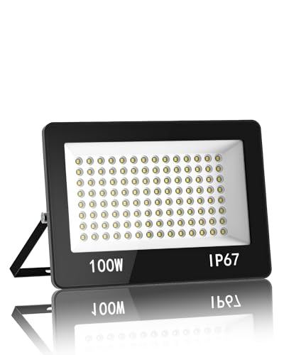 HAPYLUMI LED Strahler Außen 100W, 10000LM Aussenstrahler Wasserdicht IP67, Superhell LED Scheinwerfer 6500K Kaltweiß, Fluter AC 220-240V für Garten Terrasse Garage von HAPYLUMI