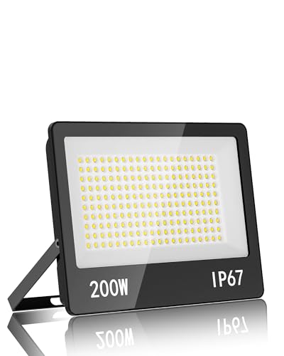 HAPYLUMI LED Strahler Außen 200W, 20000LM Scheinwerfer Superhell Außenstrahler 6500K Kaltweiß, IP67 Wasserdicht LED Fluter, AC 85-285V Aussenstrahler für Garten Terrasse Garage von HAPYLUMI