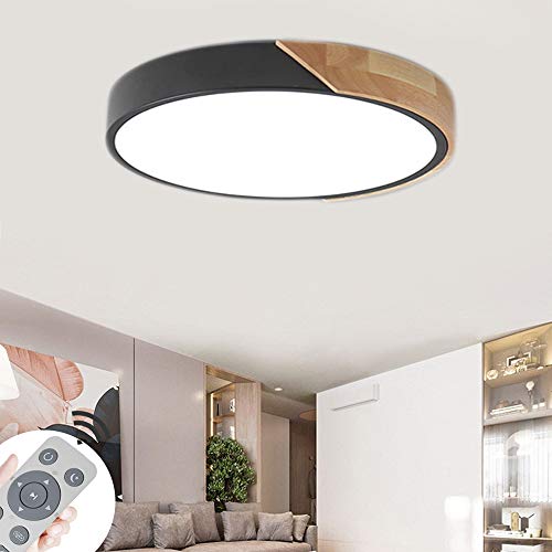 HAPYNY Dimmbar LED Deckenleuchten Ultra dünn 60W Modern Deckenlampe Energiespar Licht Moderner minimalistischer für wohnzimmer küche 3000-6500K (Schwarz-60W) von HAPYNY