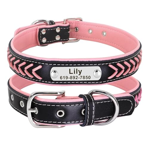 Benutzerdefinierte Handgewebte Anti -verlorene Mops Shiba Inu Chihuahua Name Telefonnummer Halsband Personalisierte Anti -verlorene PU Leder -Hundetraining Halsband,A,L von HAQEPO