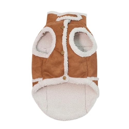 Kaltes Wetter Haustierkleidung Im Freien Winddichtem Fleece Warme Hundesteuer Für Pommerianische Yorkshire Terrier Mops Shiba Inu,Braun,L von HAQEPO