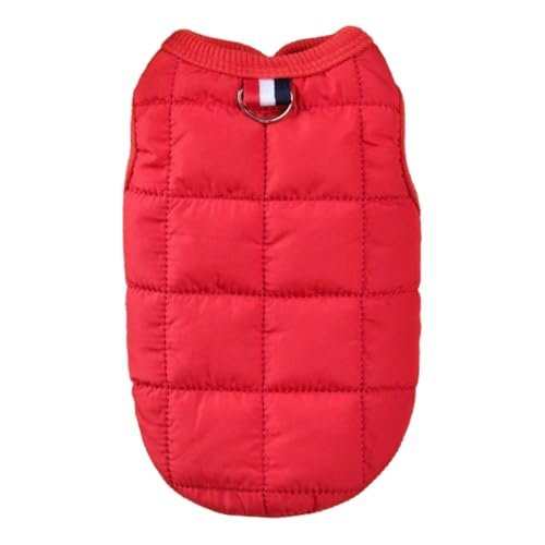 Mit D-Ring Im Freien Winddichte Haustierjacke Winter Warmer Chihuahua Yorkshire Shiba Inu Pomeranian Mantel,ROT,S von HAQEPO
