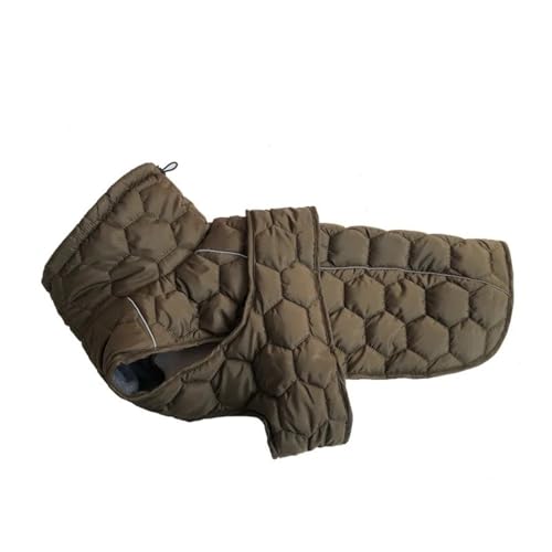 Mit Fleece Futter Winter Winter Warme Außen Schneebedeckte wasserdichte Bulldogge Whippet Labrador Greyhound Jacke Für Große Hunde,Armeegrün,M von HAQEPO