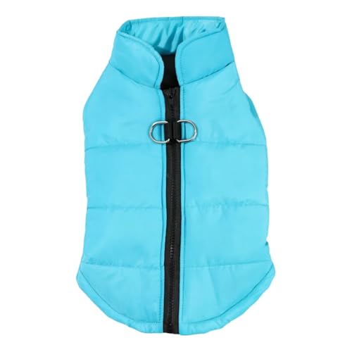 Mit Zipper D-Ring Winter Kaltdicht Warm Warm Hundejacke Winddichte wasserdichte Welpe Chihuahua Mops Shiba Inu Bulldog Mantel,Blau,M von HAQEPO