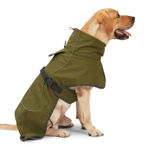 Reflektierende Im Freien wasserdichte Verstellbare Bulldogge Golden Retriever Labrador Jacke Winter Warmer Haustiermantel Für Kaltes Wetter,Grün,Xs von HAQEPO