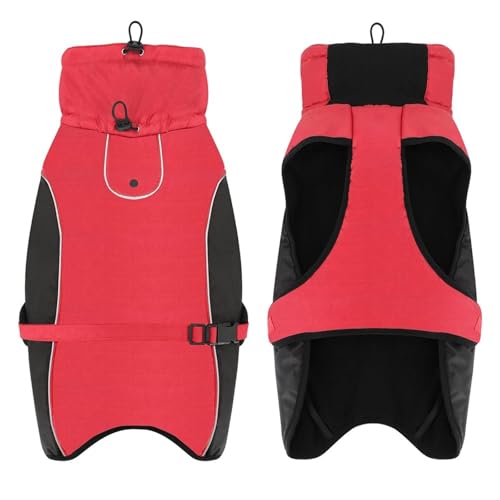 Reflektierende wasserdichte Schneebeichte Große Hundeverstellbare Jacke Winter Warmer Labrador Bulldog Pitbull Greyhound Work Mantel,Rot,2XL Reflektierende wasserdichte Schneebeichte Große Hundeverstellbare Jacke Winter Warmer Labrador Bulldog Pitbull Greyhound Work Mantel,Rot,2XL von HAQEPO