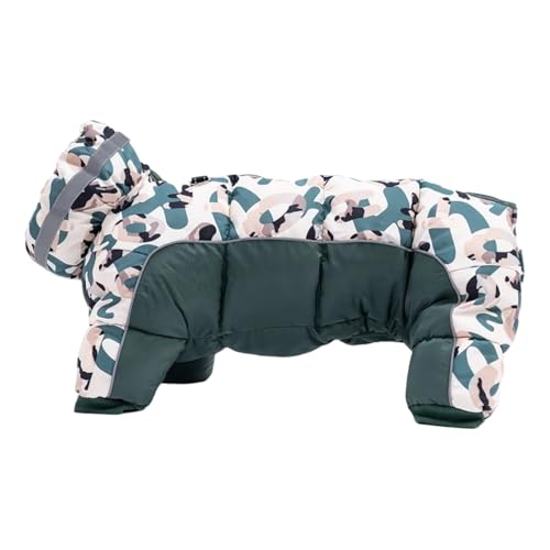 Waterfeste Im Freien, Gedruckte Tarnhund -Hunde -Jumpsuit Winter Warmes Shiba Inu Labrador Golden Retriever Greyhound Jacke,Grün,S von HAQEPO