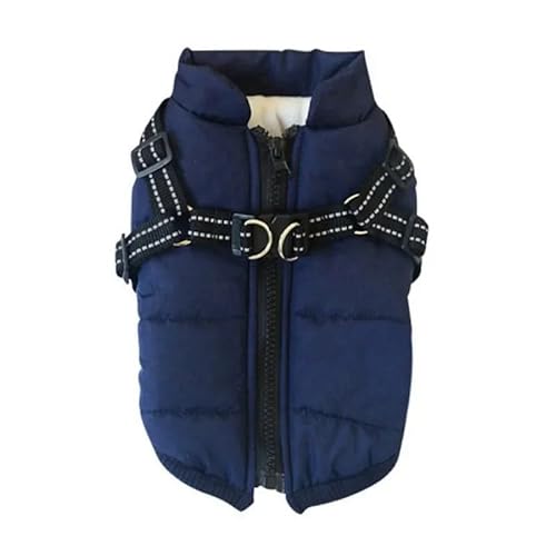Weiche Und Bequeme Haustier Schneejacke Weste Herbst Und Winter Warmer Winddichtem Und Wasserdichtem Hundemantel Mit Geschirr,Marineblau,4XL von HAQEPO