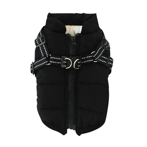 Weiche Und Bequeme Haustier Schneejacke Weste Herbst Und Winter Warmer Winddichtem Und Wasserdichtem Hundemantel Mit Geschirr,Schwarz,5XL von HAQEPO
