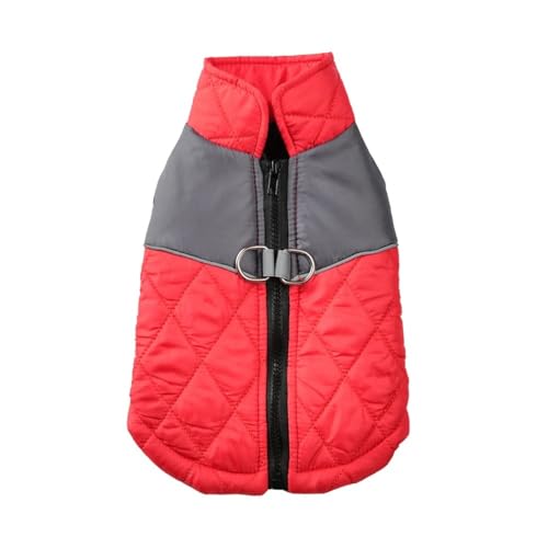 Winter Fleece Warm Warmes Golden Retriever Bulldog Shiba Inu Mops Jacke Mit Reißverschluss Reflexion wasserdichte Arbeitshundmantel,Rot,Xs von HAQEPO