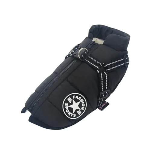 Winter Warme Hundejacke Weste Mit Reißverschluss Winddichtem Wasserdichtem Reflexion Bulldog Shiba Inu Pommerianer Chihuahua Mantel,Schwarz,XL von HAQEPO