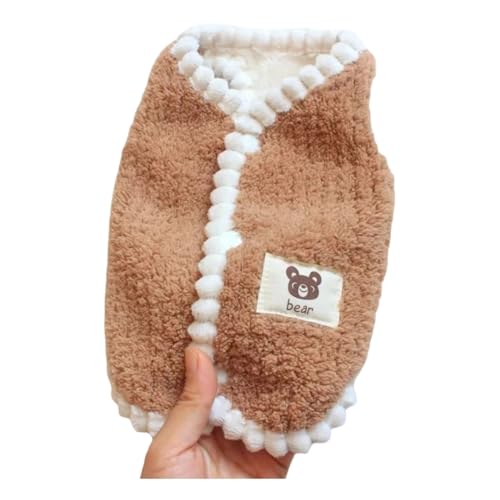 Winter Warmes Hundemantel Weiche Fleece Haustierkleidung Für Kleine Hunde Katzen Süße Welpenjacke Französische Bulldogge Chihuahua Yorkies Kostüm,Braun,M von HAQEPO