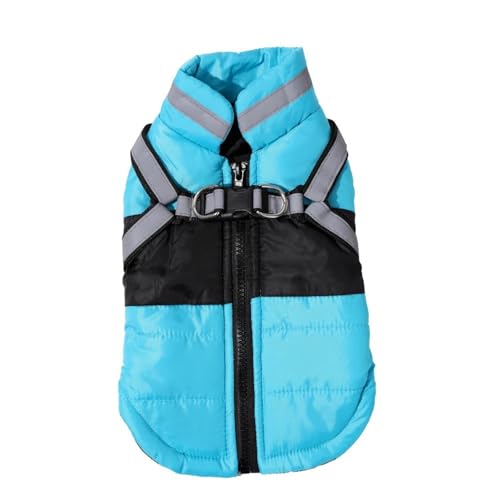 wasserdichte Reflektierende Hundejacke Mit Reißverschluss Winter Warmer Shiba Inu Pommerianer Bulldogge Pudel Mantelkleidung,Blau,2XL von HAQEPO