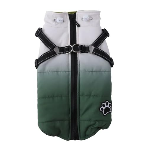 wasserdichte Reflexionstierjacke Im Freien Mit Geschirr Winter Warmer Shiba Inu Chihuahua Labrador Bulldog Mantel Kleidung,Grün,XL von HAQEPO