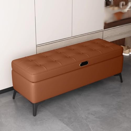 Aufbewahrungsbank, moderne Eingangsbank, gepolsterte Schlafzimmerbänke aus PU-Leder, Fußende der multifunktionalen Bettbank, Ottomane for das Fußende des Fußstützenhockers mit Metallbeinen(Bruin,40cm) Aufbewahrungsbank, moderne Eingangsbank, gepolsterte Schlafzimmerbänke aus PU-Leder, Fußende der multifunktionalen Bettbank, Ottomane for das Fußende des Fußstützenhockers mit Metallbeinen(Bruin,40cm) von HAQMG