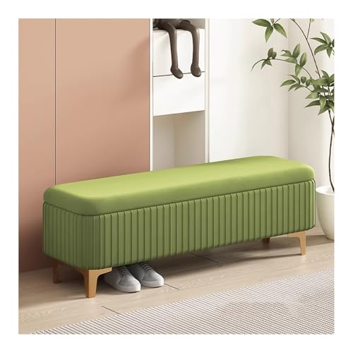 HAQMG Aufbewahrungsbank, Moderne rechteckige Eingangsbank, gepolsterte Schlafzimmerbänke aus Samt for Bank, Fußstützenhocker mit goldenen Beinen(Light Green,60cm) von HAQMG