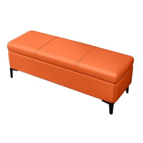 HAQMG Breite, Moderne, rechteckige Ottoman-Bank mit Stauraum aus Kunstleder, Aufbewahrungsbank mit gepolstertem Sitz for den Schlafzimmerflur(Orange,70cm) von HAQMG