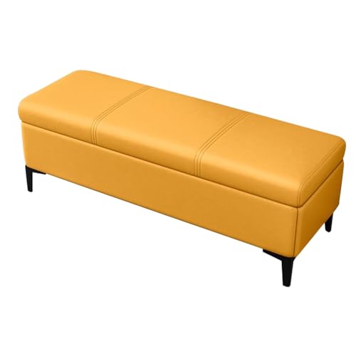 HAQMG Breite, Moderne, rechteckige Ottoman-Bank mit Stauraum aus Kunstleder, Aufbewahrungsbank mit gepolstertem Sitz for den Schlafzimmerflur(Yellow,110cm) von HAQMG