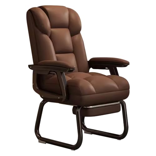 HAQMG Btirostuhle Chefsessel Ohne Rollen Sessel Modern Design, Gaming Sessel Ergonomischer Bürostuhl Computerstuhl, Gaming Stuhl Schreibtischstuhl Bürostuhl Freizeitsofa Sitz(Brown w/footrest) von HAQMG