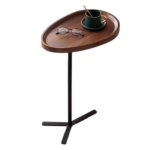 HAQMG C-förmiger Beistelltisch, Kleiner Beistelltisch, Sofa-Beistelltisch, Stabiler Couchtisch mit Eisenrahmen for Wohnzimmer, Schlafzimmer, Badezimmer, Balkon(Brown-1) von HAQMG