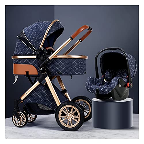 HAQMG Kinderwagen 3 In 1 Kinderwagen for Neugeborene Mädchen Doppelter Kinderwagen Regenbedeckung Faltbarer Bassinet Regenschirm Kinderwagenwagen-Sitzen Und Stand-Travel-Kinderwagen-Becherhalter von HAQMG