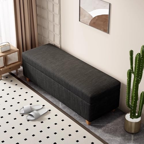 HAQMG Multifunktionale Ottoman-Bank mit Stauraum, Bank am Bettende mit verstecktem Stauraum for Wohnzimmer und Eingangsbereich, perfekt for die Inneneinrichtung(Black,120cm) von HAQMG