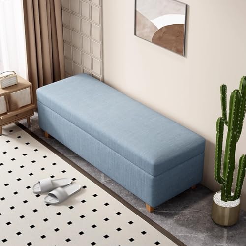 HAQMG Multifunktionale Ottoman-Bank mit Stauraum, Bank am Bettende mit verstecktem Stauraum for Wohnzimmer und Eingangsbereich, perfekt for die Inneneinrichtung(Light Blue,120cm) von HAQMG