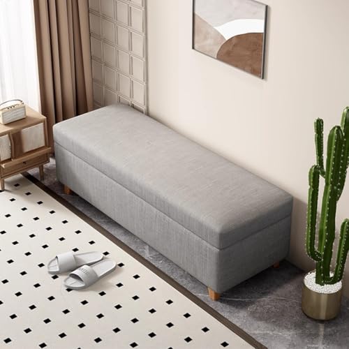 HAQMG Multifunktionale Ottoman-Bank mit Stauraum, Bank am Bettende mit verstecktem Stauraum for Wohnzimmer und Eingangsbereich, perfekt for die Inneneinrichtung(Light Gray,80cm) von HAQMG