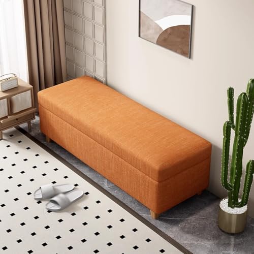 HAQMG Multifunktionale Ottoman-Bank mit Stauraum, Bank am Bettende mit verstecktem Stauraum for Wohnzimmer und Eingangsbereich, perfekt for die Inneneinrichtung(Orange,80cm) von HAQMG