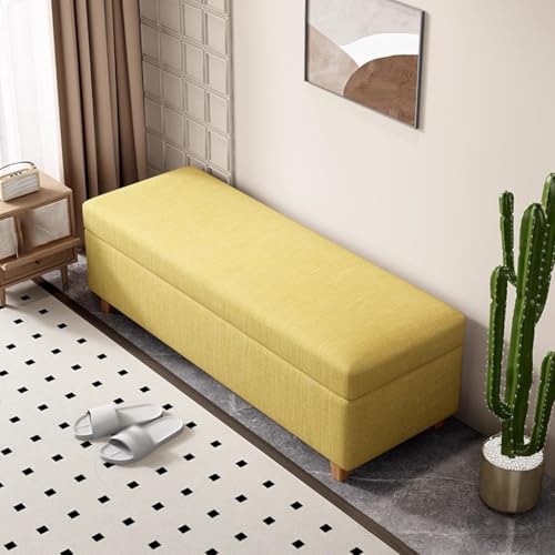 HAQMG Multifunktionale Ottoman-Bank mit Stauraum, Bank am Bettende mit verstecktem Stauraum for Wohnzimmer und Eingangsbereich, perfekt for die Inneneinrichtung(Yellow,60cm) von HAQMG