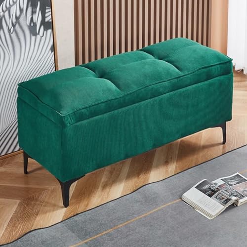 HAQMG Ottomane Bank mit Stauraum Ottomane for Zimmer Samt Fußstütze Fußhocker mit Metallbeinen for Schlafzimmer Wohnzimmer(Dark Green,40cm) von HAQMG