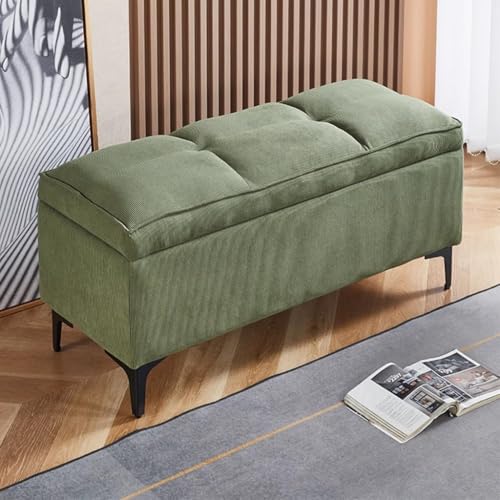 HAQMG Ottomane Bank mit Stauraum Ottomane for Zimmer Samt Fußstütze Fußhocker mit Metallbeinen for Schlafzimmer Wohnzimmer(Light Green,40cm) von HAQMG