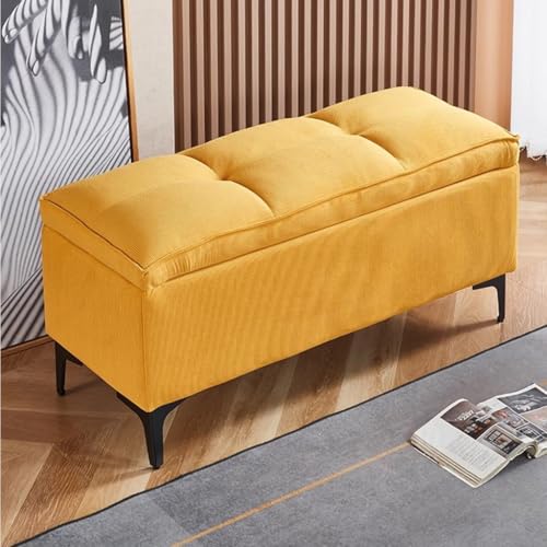 HAQMG Ottomane Bank mit Stauraum Ottomane for Zimmer Samt Fußstütze Fußhocker mit Metallbeinen for Schlafzimmer Wohnzimmer(Yellow,40cm) von HAQMG
