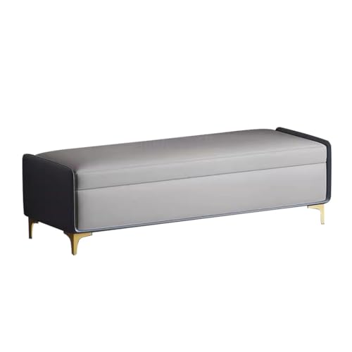 HAQMG Ottomanische Bank mit Stauraum, Moderne Eingangsbank, Kunstleder-Bettbank for Schlafzimmer, Foyerbank mit Metallbeinen, rechteckige Ottomane mit Stauraum(Gray-2,80cm) von HAQMG