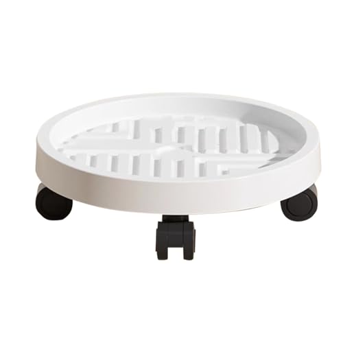 HAQMG Pflanzencaddy mit Rädern, rollender Pflanzenständer, robust, mit versteckten, um 360 ° drehbaren, geräuscharmen Rädern for große Blumentöpfe im Innen- und Außenbereich(White,26cm) von HAQMG