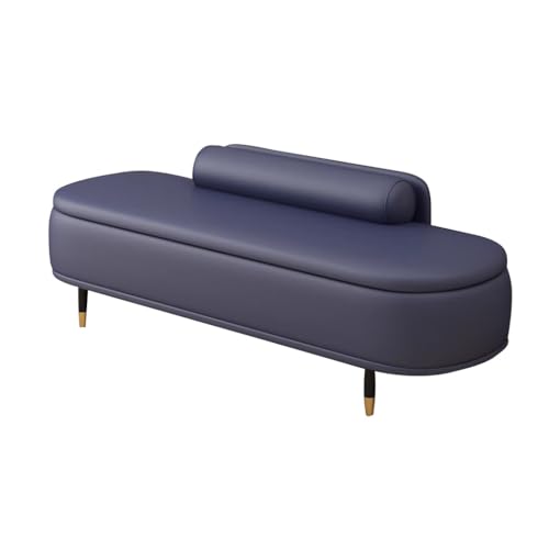 HAQMG Rechteckige Sitzbank mit Stauraum aus Kunstleder, Moderne Sitzbank mit Stauraum und Metallbeinen, gepolsterte Schuhbank for Wohnzimmer, Eingangsbereich, Schlafzimmer(Blauw,60cm) von HAQMG