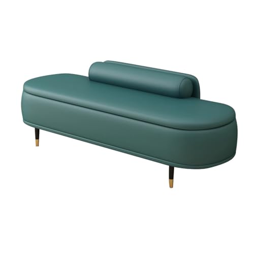 HAQMG Rechteckige Sitzbank mit Stauraum aus Kunstleder, Moderne Sitzbank mit Stauraum und Metallbeinen, gepolsterte Schuhbank for Wohnzimmer, Eingangsbereich, Schlafzimmer(Green C,120cm) von HAQMG