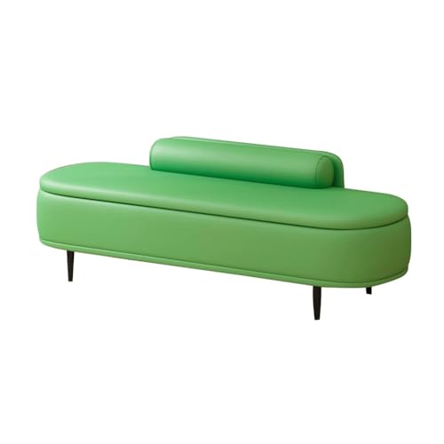 HAQMG Rechteckige Sitzbank mit Stauraum aus Kunstleder, Moderne Sitzbank mit Stauraum und Metallbeinen, gepolsterte Schuhbank for Wohnzimmer, Eingangsbereich, Schlafzimmer(Green D,100cm) von HAQMG