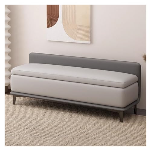 HAQMG Schlafzimmerbank for den Eingangsbereich, mit Leder gepolsterter Ottoman for das Bettende im Schlafzimmer mit großem Stauraum for das Wohnzimmer(Grey,120cm) von HAQMG