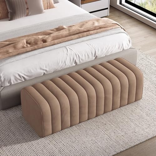 HAQMG Schuhregalbank for den Eingangsbereich, Moderne Schuhbänke for das Wohnzimmer, Sofahocker, Samt, multifunktionale Bank for Zuhause, Schlafzimmer, Wohnzimmer(Khaki,40cm) von HAQMG