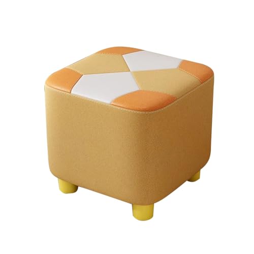 Kleiner Fußhocker 12 Zoll, Leder-Pouf, Ottoman-Fußhocker unter dem Schreibtisch, Fußstütze, Tritthocker, Fußstütze mit rutschfesten Gummibeinen for Wohnzimmer, Schlafzimmer, Eingangsbereich(Yellow) von HAQMG