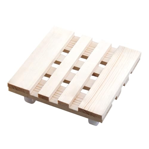 Pflanzen-Caddy, Pflanzenständer mit Rädern, robuster, rollbarer quadratischer Pflanzenständer aus Holz mit 4 um 360° feststellbaren Rädern, Pflanzenroller for drinnen und draußen, for große Pflanzgefä von HAQMG