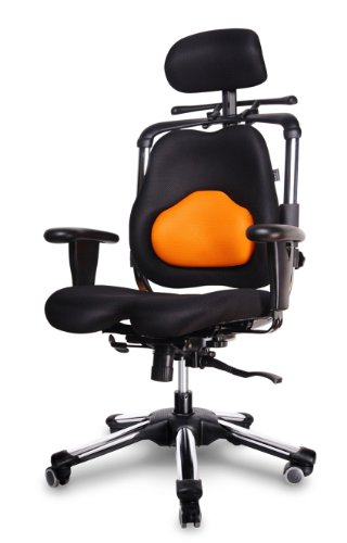 Harastuhl® - Orthopädischer Bürostuhl - Zen-LS - Unterstützung der Lendenwirbelsäule mit Lordosenstütze - Sitzen bis zu 12H - INNOVATIVER Bandscheibenstuhl - Office Chair - 1,50m - 1,95m - Orange von Harastuhl