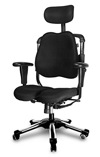 HARASTUHL® - Bürostuhl orthopädisch - Zen- natürliche S-Form unterstützt den gesamten Rücken - Gesundheitsstuhl - Office Chair - von 1,50m bis 1,95m - Druckentlastung der Bandscheiben (Schwarz) von HARASTUHL