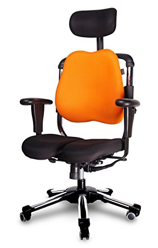 HARASTUHL® - Orthopädischer Stuhl - Zen- natürliche S-Form unterstützt den gesamten Rücken - Gesundheits Bürostuhl - Office Chair - von 1,50m bis 1,95m - Druckentlastung der Bandscheiben (Orange) von HARASTUHL