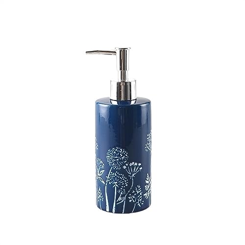 HARAY Seifenspender Embossed Soap Pump for Lotion Shampoo Dish Soap Blue Soap Dispenser Ceramic Soap Bottle for Farmhouse Bathroom Kitchen (400ml/13.52oz) Bad-Küchen-Accessoires von HARAY