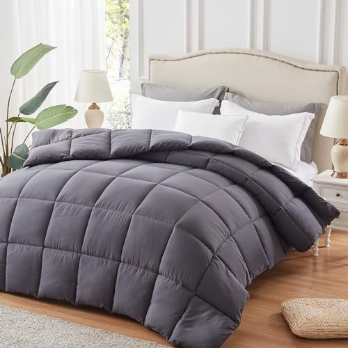 HARBOREST Queen-Size-Bettdecke – Daunen-Alternative, leichte Bettdecke für alle Jahreszeiten, mit 4 Ecklaschen, 223,5 cm L x 223,5 cm B (Dunkelgrau) von HARBOREST